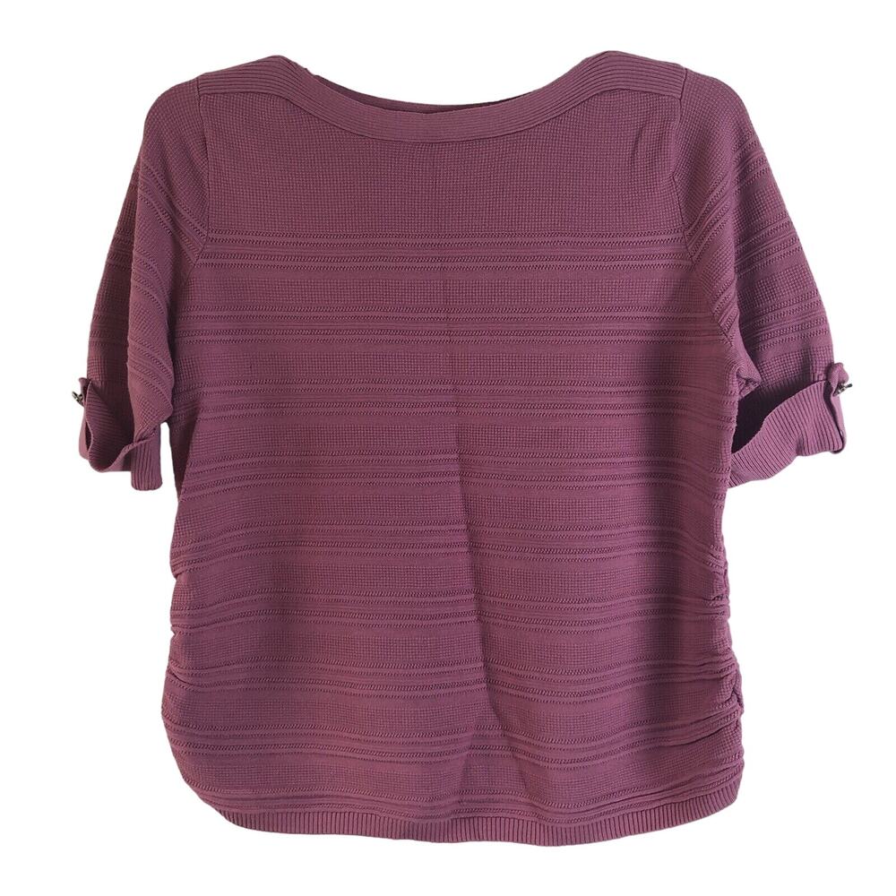 Apt 9 Sweater Blouse Women Sz XL Ruched Knit Pullover Short Sleeve Rayon